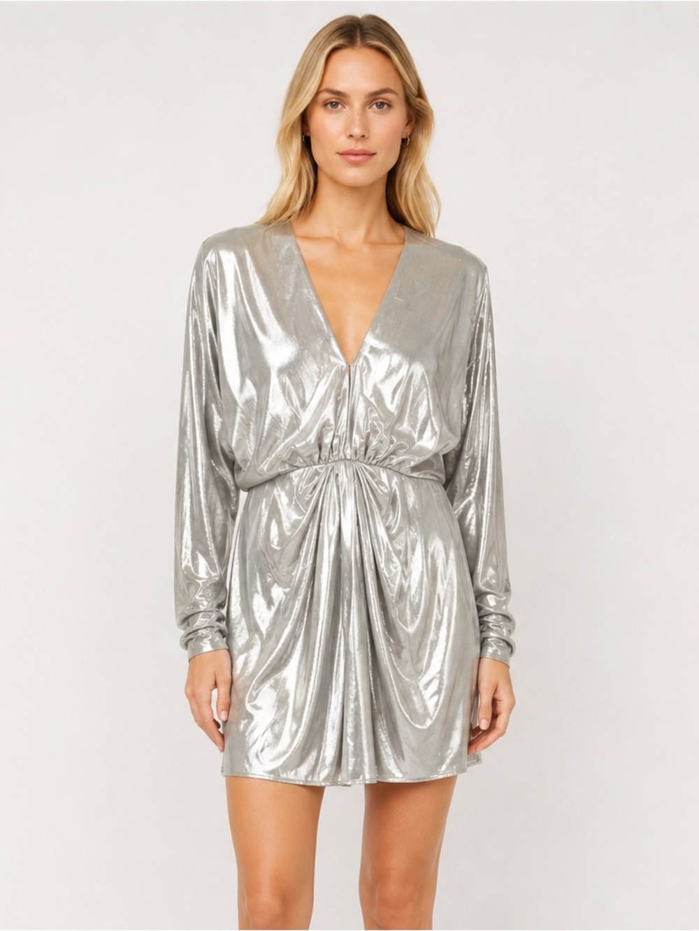 Rag & Bone New York Eloise Metallic Dress Silver Holiday Special Occasion Size 8
